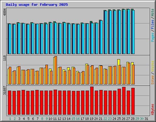 Daily usage for February 2025