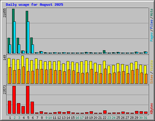 Daily usage for August 2025