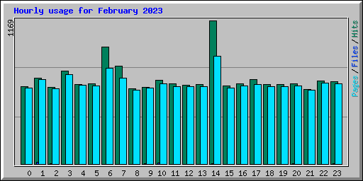 Hourly usage for February 2023