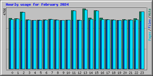Hourly usage for February 2024